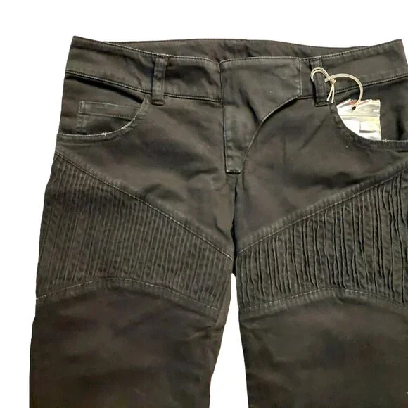 John Richmond X Black Cotton Ruched Cropped Skinny Pants Jeans Sz 38 NWT - Picture 3 of 11